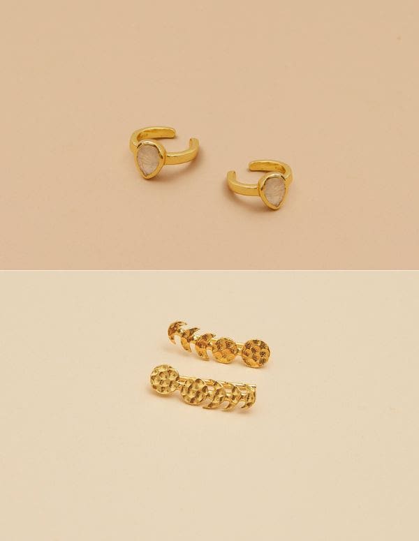 Namib Moon Climbers & Gemstone Cuff Set