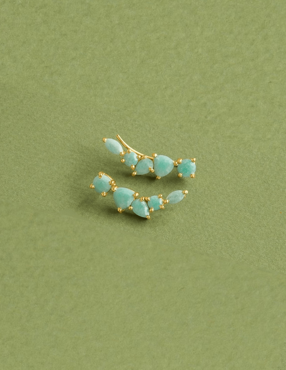 Mykonos Ear Climbers - Amazonite Stones