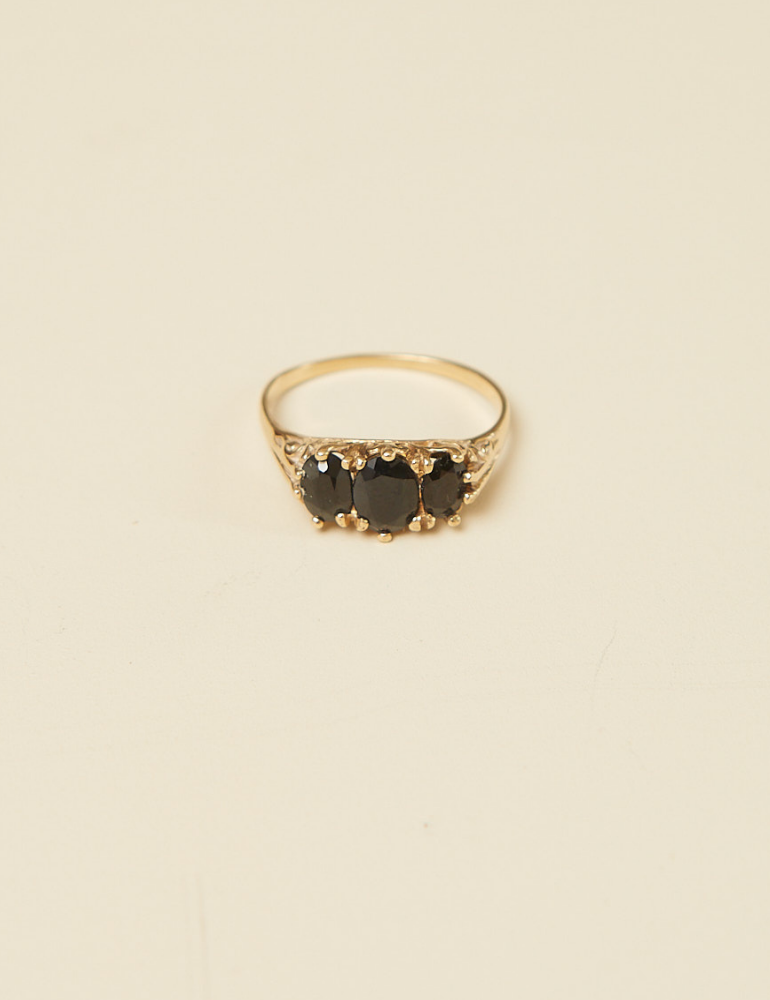 (SOLD) VINTAGE - Solid 9ct Gold London Bridge Dark Blue Australian Sapphires