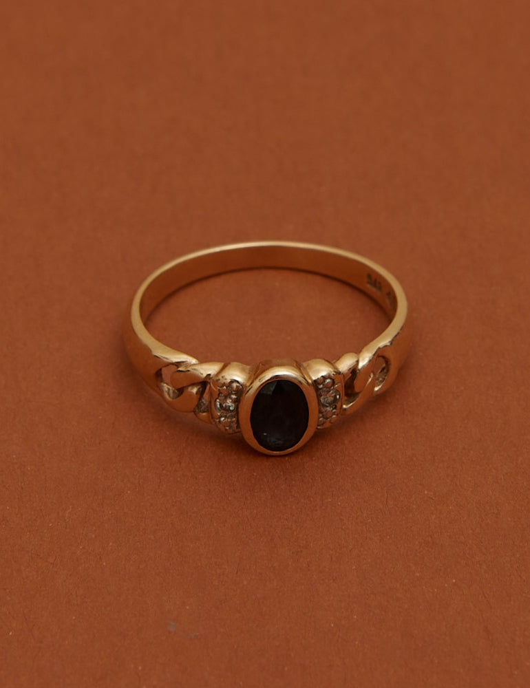 VINTAGE - Solid 9ct Gold, Sapphire and Diamonds