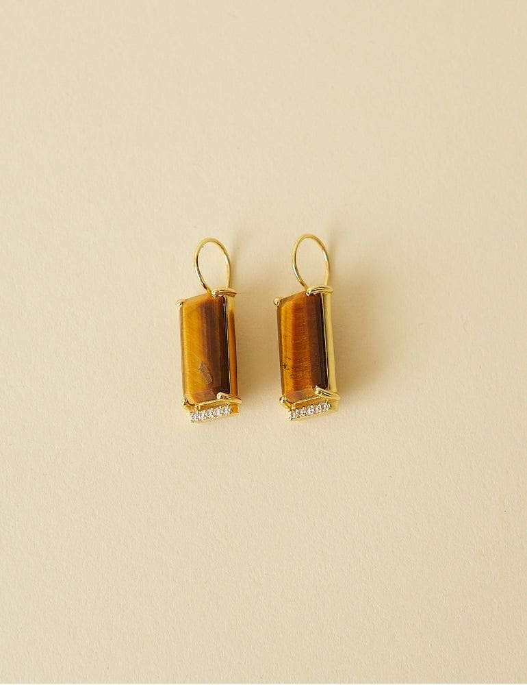Poise Drop Earrings - Tiger Eye