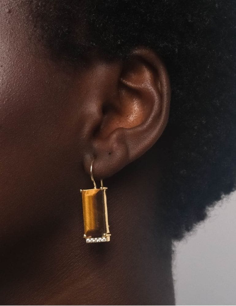 Poise Drop Earrings - Tiger Eye