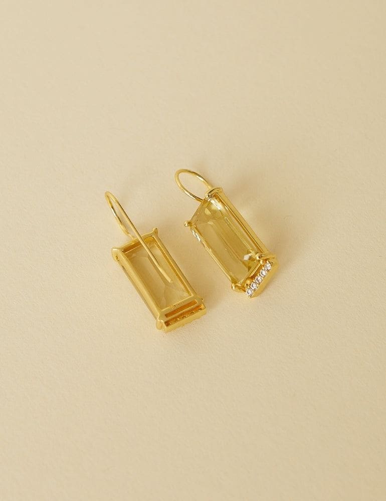 Poise Drop Earrings - Lemon Quartz