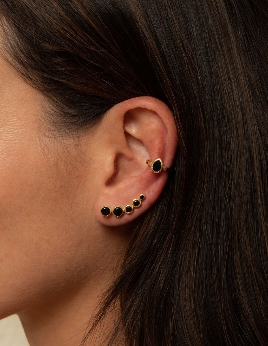 Daisy Ear Cuff - Black Onyx Stone