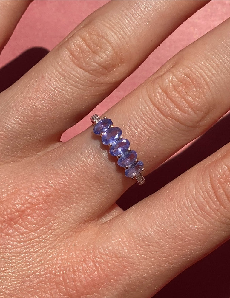 (sold) VINTAGE - Stacking Ring Solid 9ct Gold, Tanzanite and Diamonds