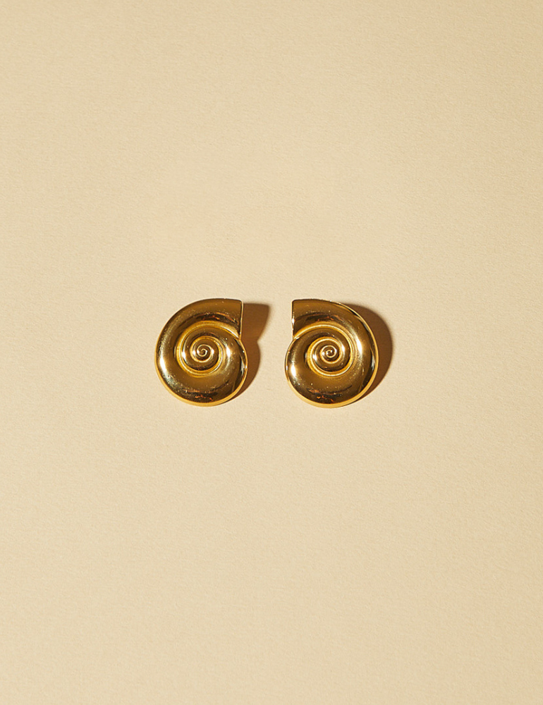 Sardinia Earrings -  Spiral Snail Shell Earrings Gold