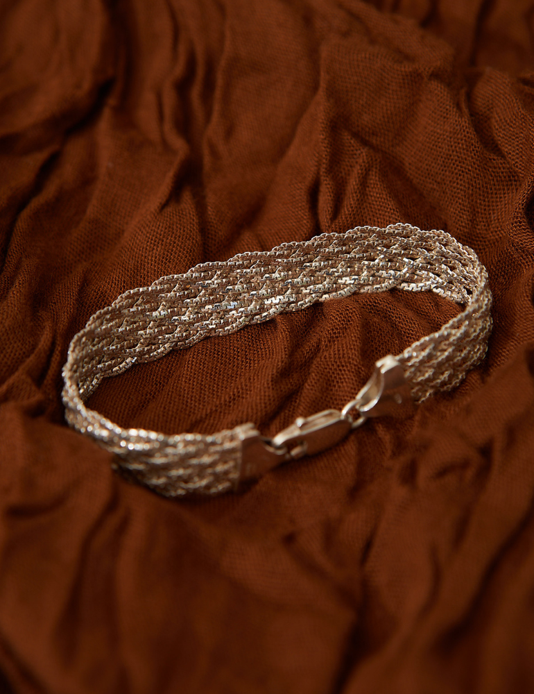 VINTAGE - Italian Sterling Silver Woven Mesh Bracelet