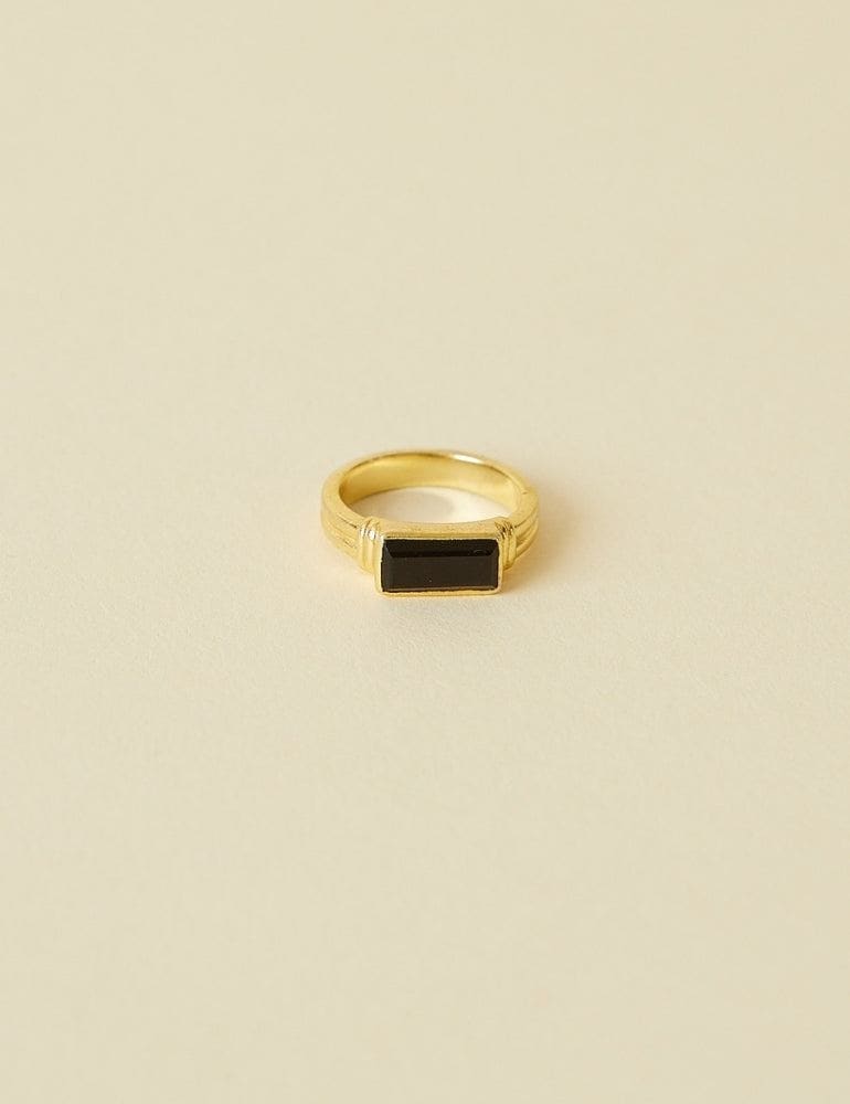 Gemstone Stacking Ring Black Onyx - Gold