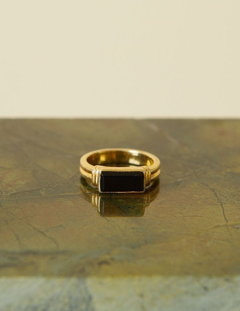 Gemstone Stacking Ring Black Onyx - Gold