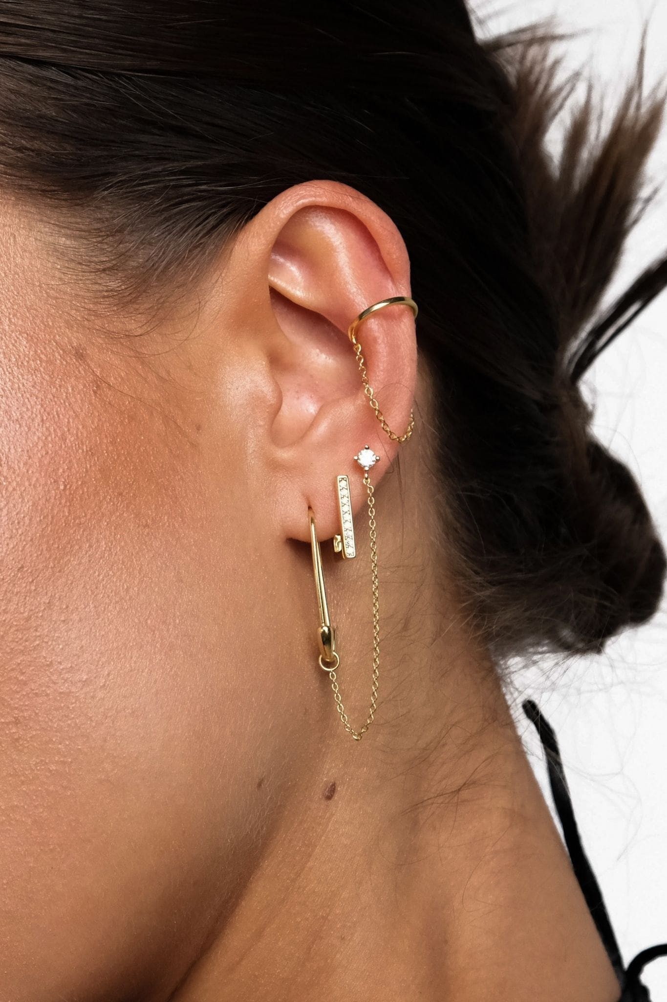 Block Stacking Hoop Earrings - Gold
