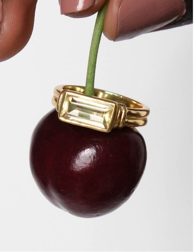 Gemstone Stacking Ring Lemon Quartz - Gold