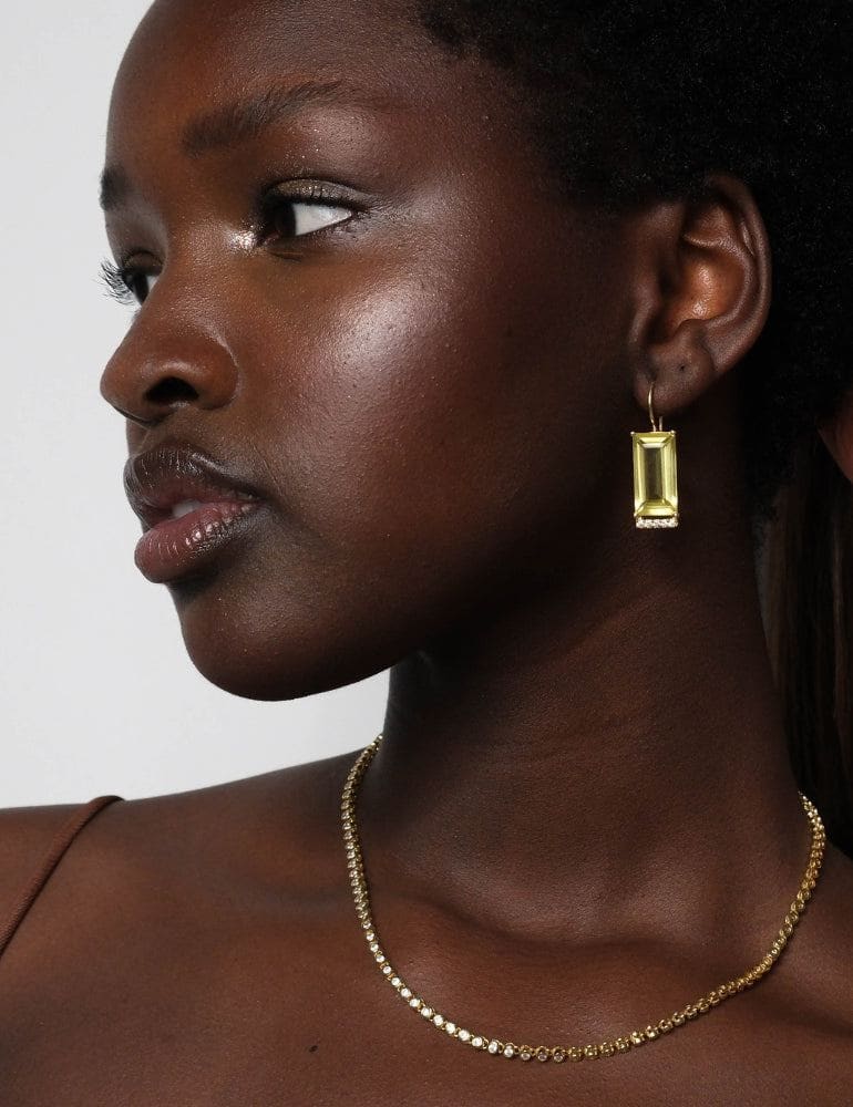 Poise Drop Earrings - Lemon Quartz